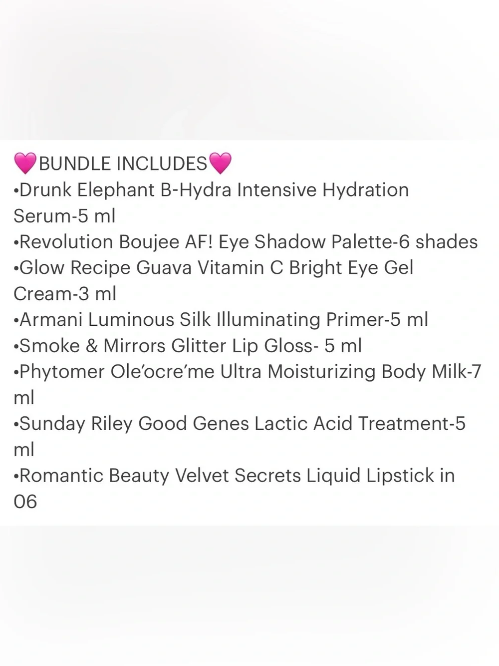 🩷DRUNK ELEPHANT, REVOLUTION, GLOW RECIPE & MORE🩷8-Piece Beauty Bundle/NIP